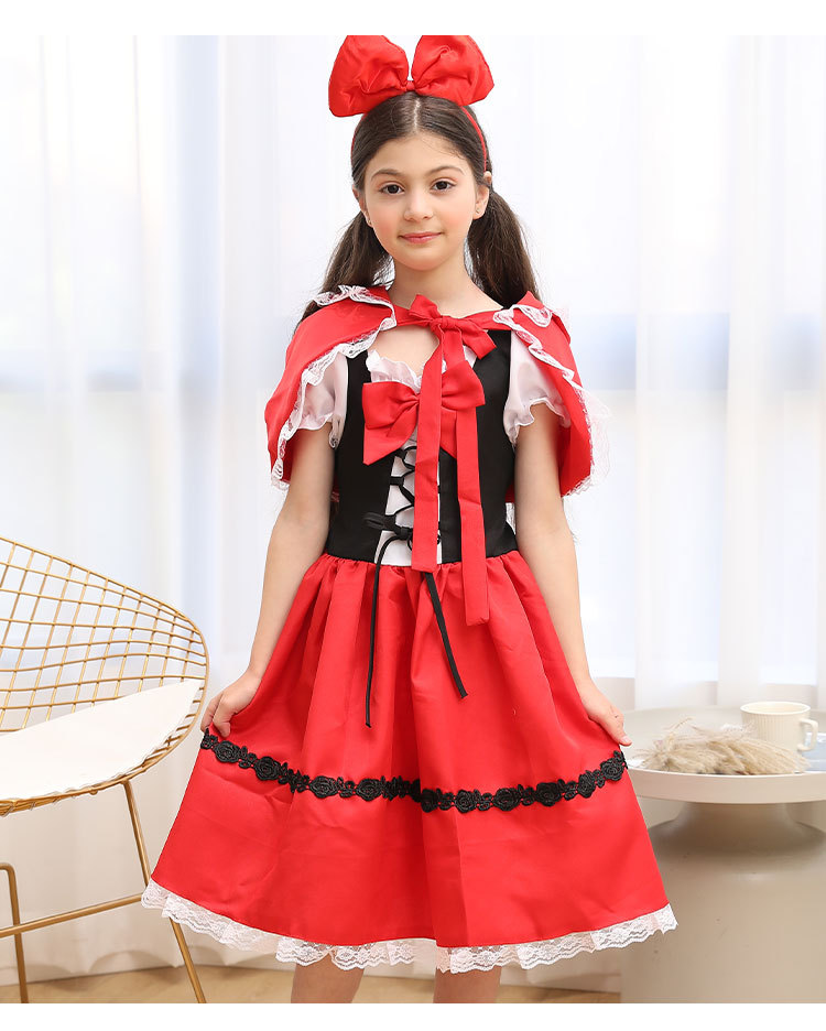 万圣节儿童小红帽套装女童cospaly服装演出服童话演出衣服公主裙