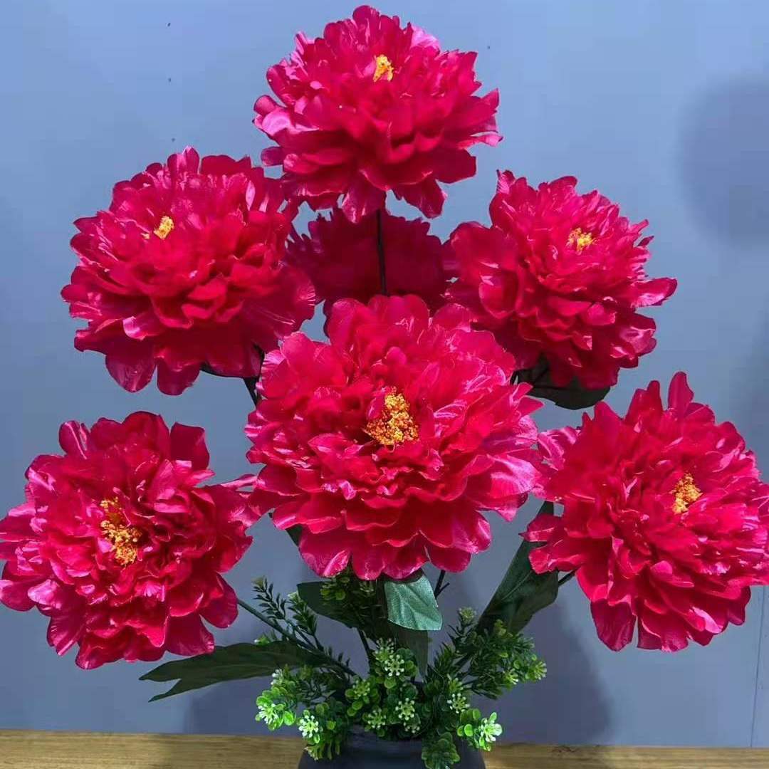 仿真牡丹花客厅餐桌花束插花摆设绢花摆件假花装饰塑料花干花布花