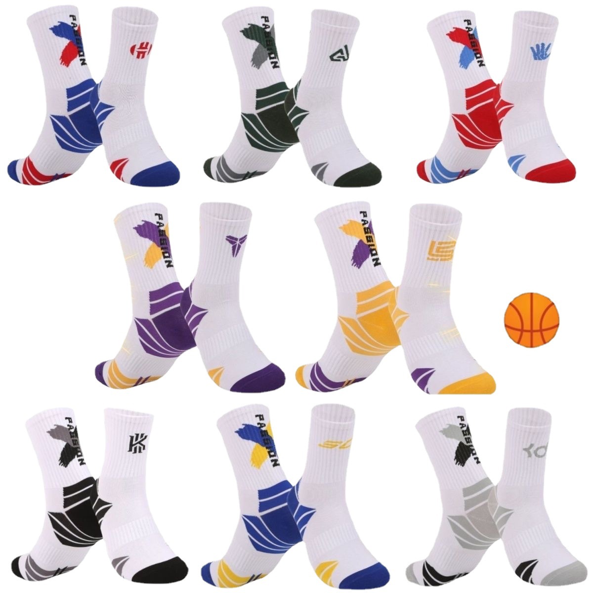 Basketball Socks Men's Combat High-Top Athletic Socks Football Star Same Style Elite Professional White Socks Junior and Senior High School Students