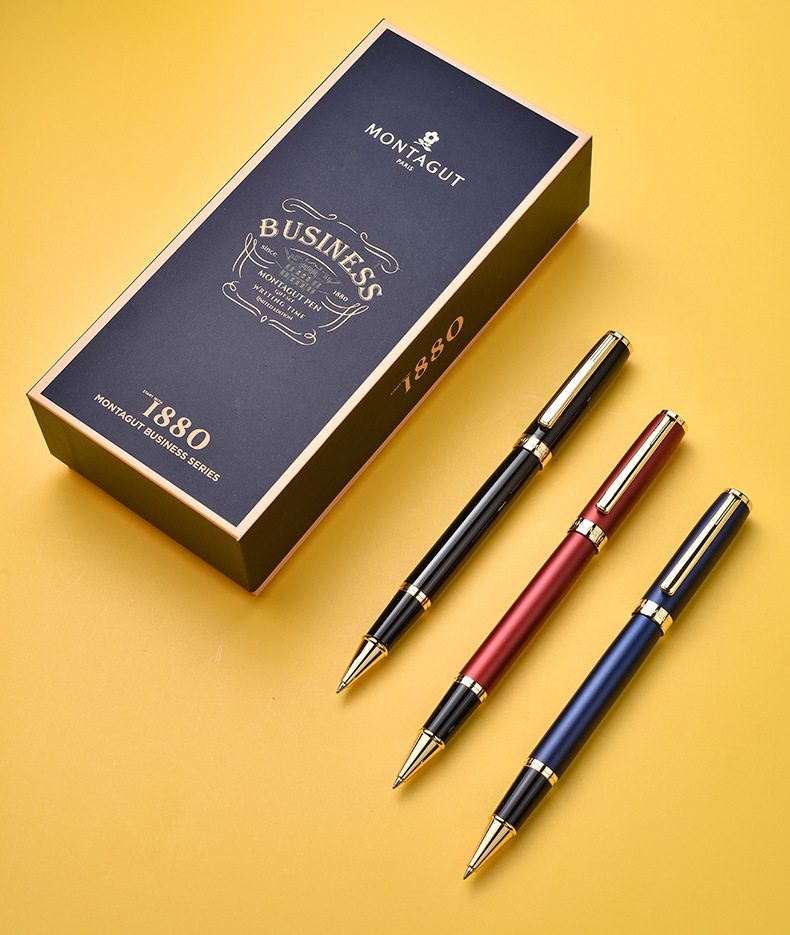 法国梦特娇礼遇商务签字笔学生办公送笔芯中性笔刻字礼盒装宝珠笔