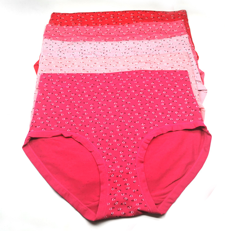 中老年纯棉女士内裤三角内裤高腰印花妈妈短裤裤头地摊货源大码