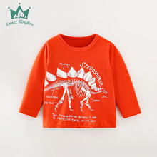 儿童T恤2022年秋季新品童装男童棉质印花恐龙长袖T恤衫一件代发