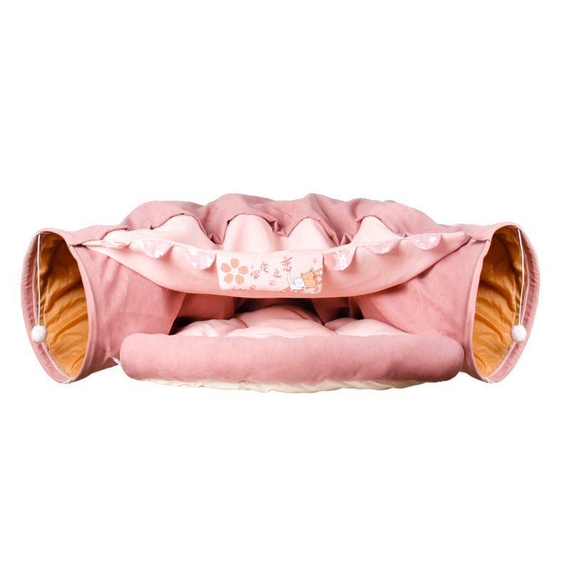 Internet Celebrity Cat-Related Products Folding Shell Channel Jizai Matcha Cat Tunnel Four Seasons Rolling Dragon Cat Toy Cat Nest