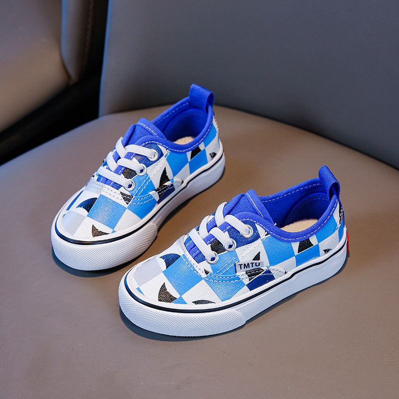 儿童帆布鞋海洋2022秋季新款男童布鞋鲨鱼印花宝宝板鞋网红潮童鞋