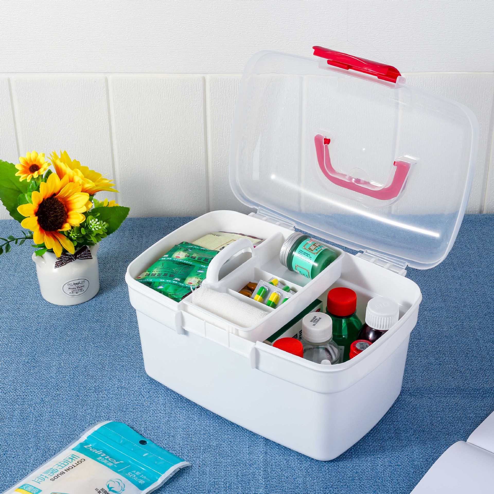 家庭药箱收纳医药箱药品箱厂家批发可加印logo小药箱活动赠品药箱