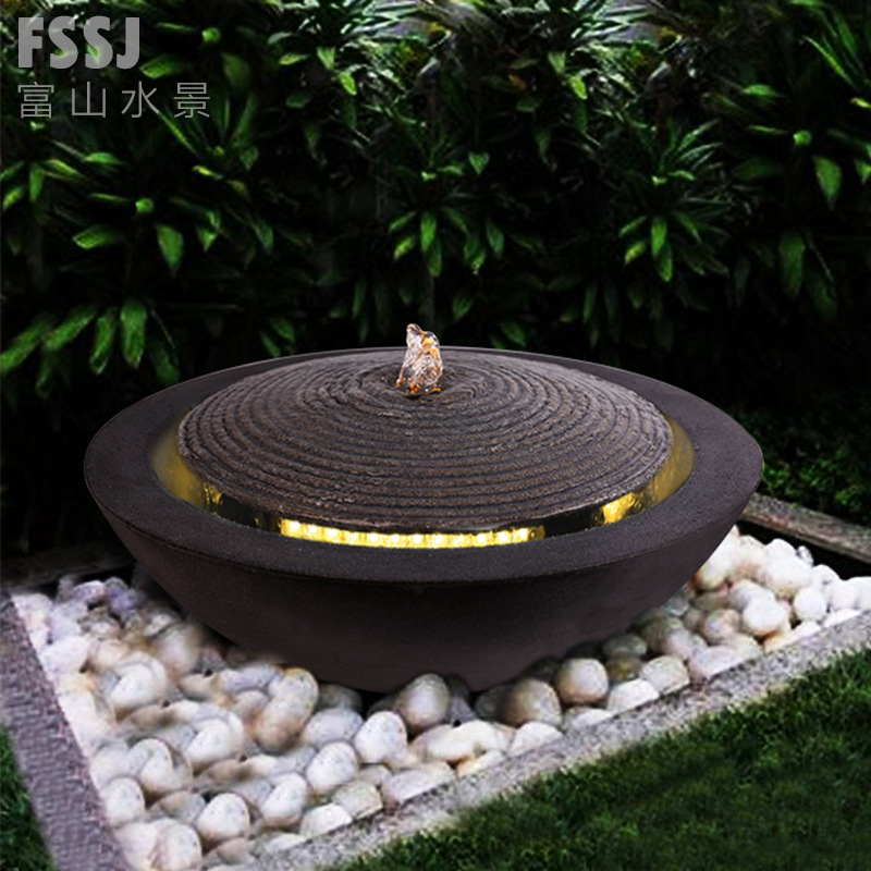花园流水喷泉水景小品庭院现代家居装饰假山招财石水钵摆件聚宝盆