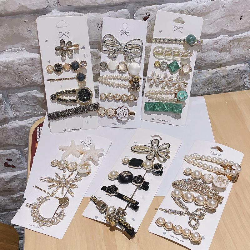 韩国新款网红发夹复古侧边一字夹发卡头饰边夹女珍珠夹子刘海夹