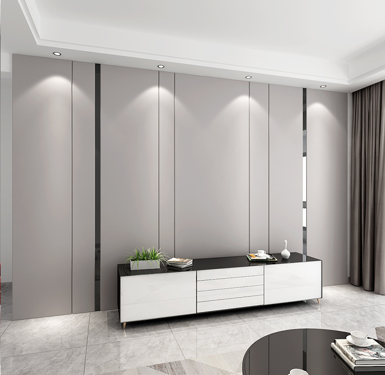 金属条主卧室床头软包背景墙客厅沙发高端现代轻奢硬包电视背景墙