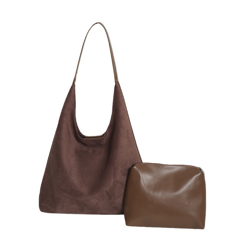 factory niche suede shoulder bag female new simple and versatile tote bag frosted bag female light luxury bucket bag