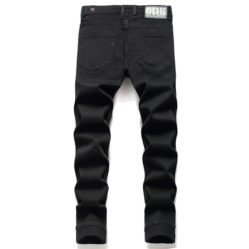   DS Winter Pants Spot Denim Ordinary Cotton Black Waistline Casual Micro Elastic Youth Pants Quality Men's Pants 3110