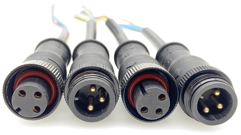 m12防水线led对接插头照明3p车载0.75 连接器公母防水电源连接线