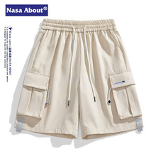 NASA夏季潮牌男士休闲工装短裤男宽松直筒机能痞帅五分裤系绳男款