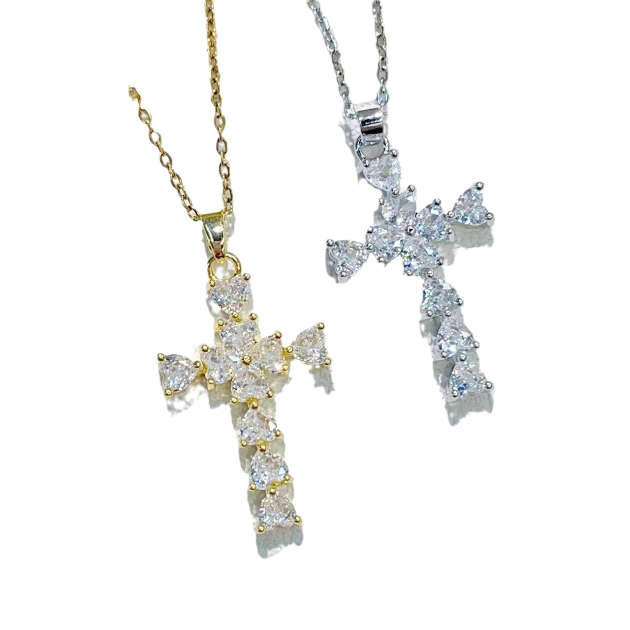 Europe and America Cross Border New Product Best-Selling Copper Zircon Cross Necklace Creative Fashion Fashionmonger All-Match Necklace Accessories