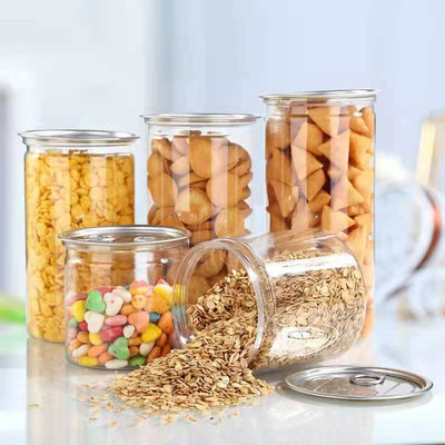 厂家加工定制,pet塑料透明易拉罐干果包装罐网红麻辣海鲜罐