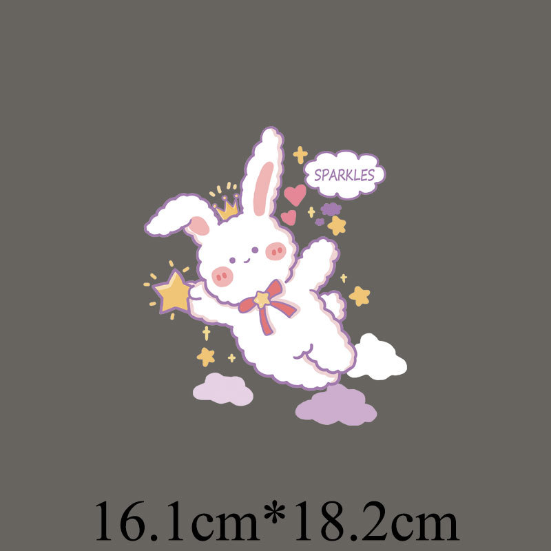 卡通动物小兔子图案热转印胶印柯式烫画印花童装熨烫热烫2216