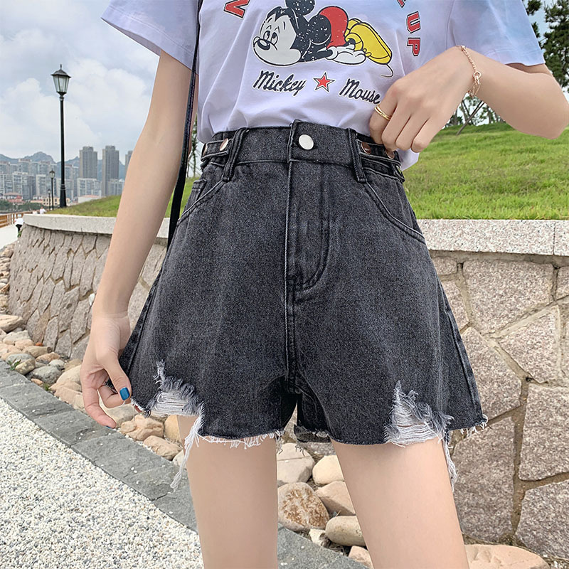 薄款高腰短裤女夏牛仔2021年新款春夏季a字五分裤宽松显瘦热裤潮