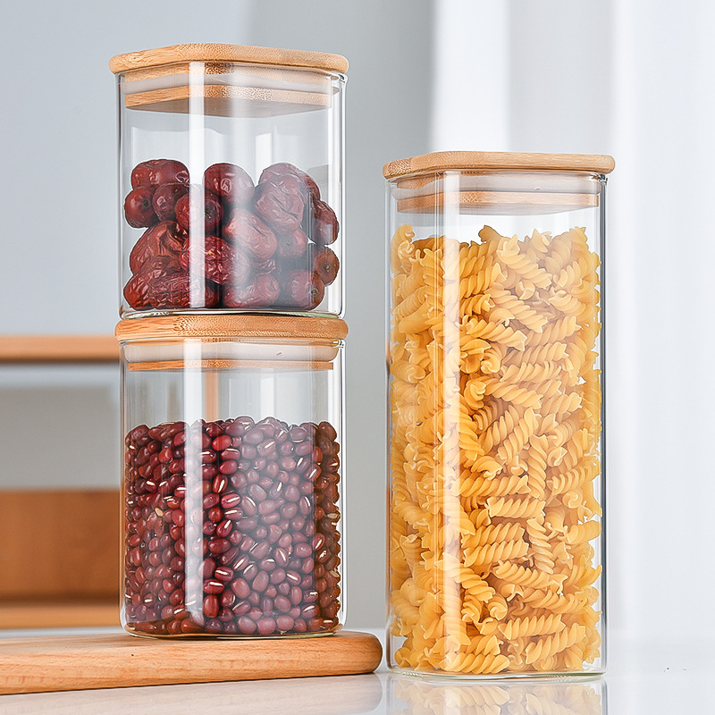 80方形透明玻璃储物罐茶叶花茶包装罐厨房零食防潮罐杂粮收纳罐