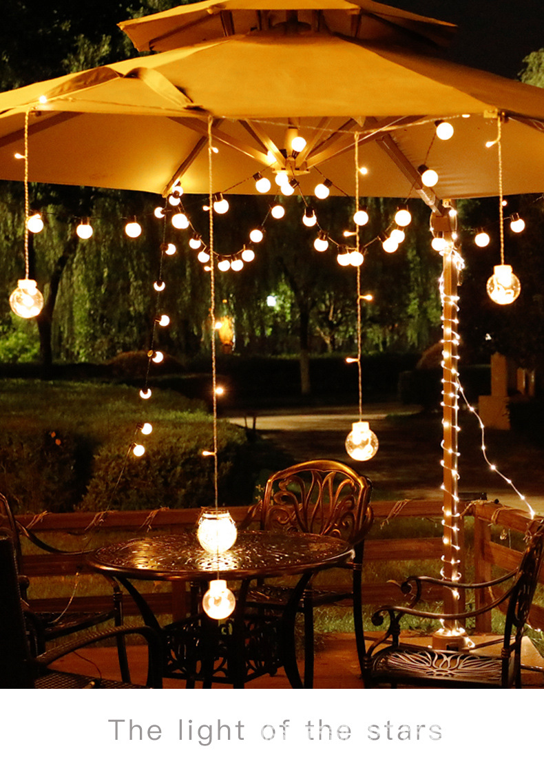 led太阳能遥控户外防水星星灯串装饰花园景观灯露天阳台圆球彩灯