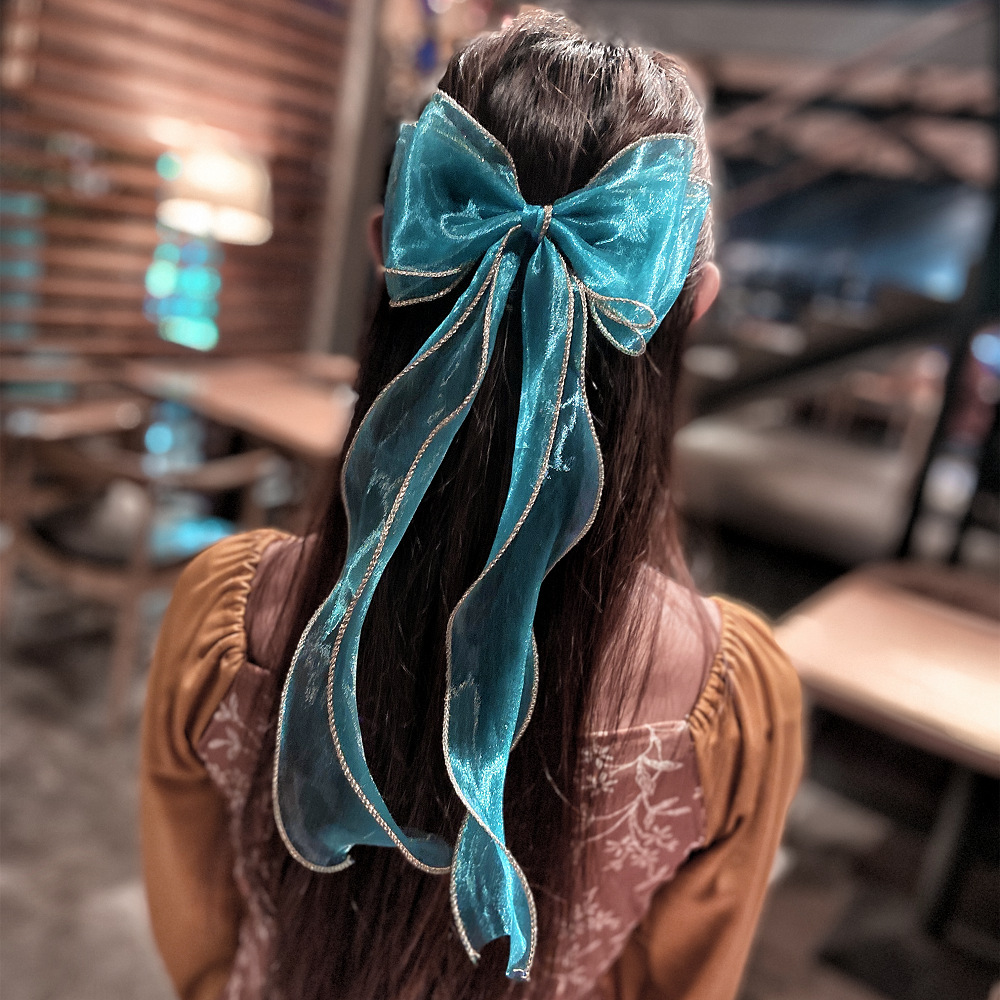 编发女童发饰蝴蝶结发卡头饰儿童夹子女韩国马尾飘带气质女孩发夹