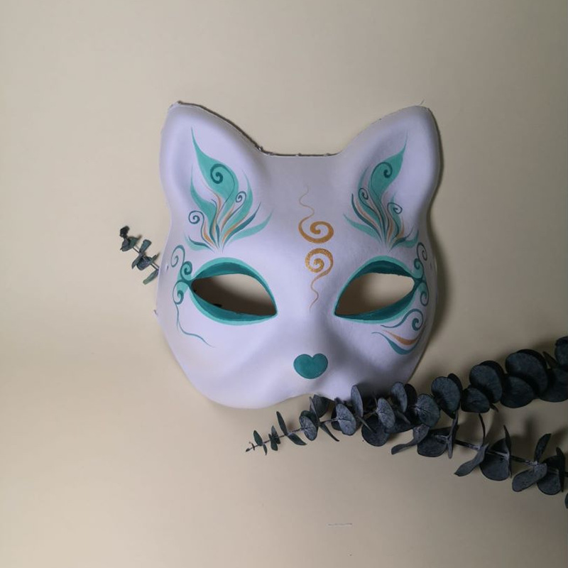 半脸猫狐狸面具 手绘抖音同款日式和风动漫男 女儿童派对舞-阿里巴巴