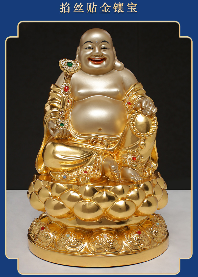 厂家直供台湾铜雕掐丝镶宝弥勒佛佛像批发家居室内佛堂未来佛摆件