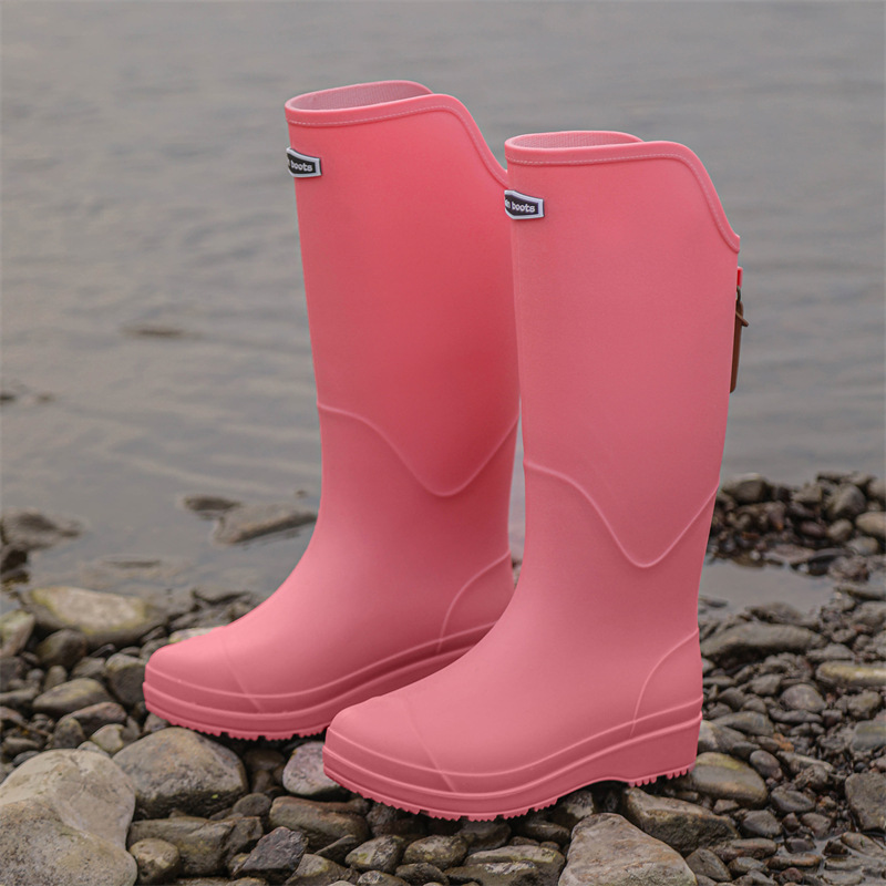 New Cross-Border Knee-High Rain Boots Women's Fashion Couple Rain Boots Men's Waterproof Non-Slip Water Shoes Outdoor Long Rubber Shoes