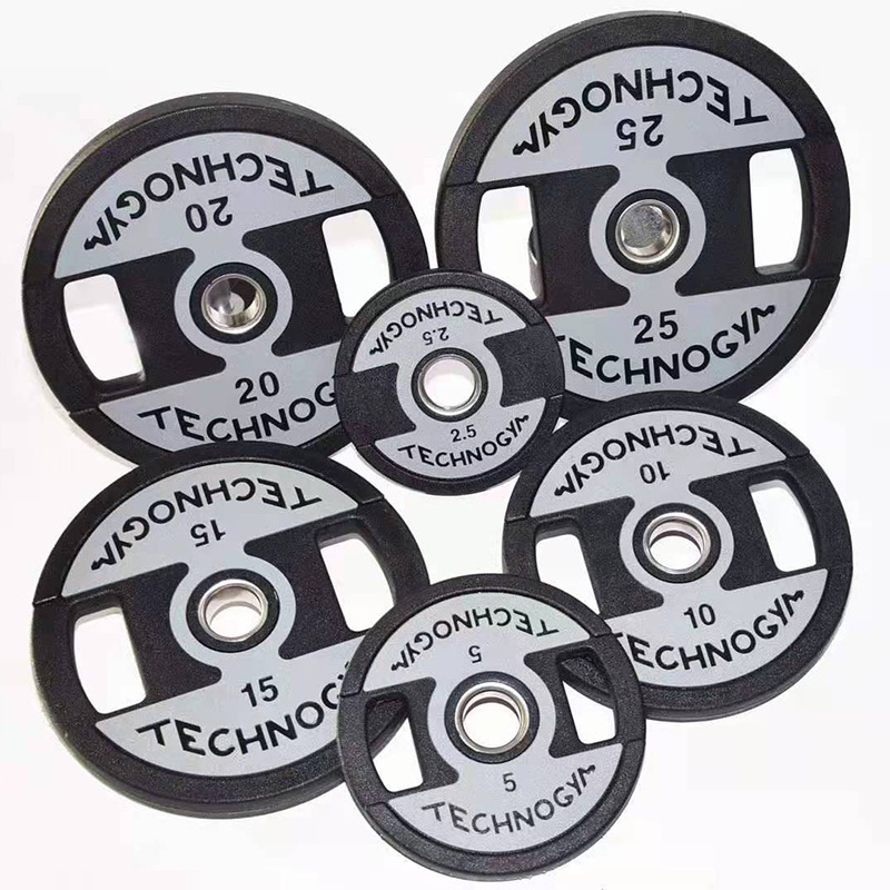 厂家批发杠铃片包胶杠铃片泰诺健杠铃片私教健身房用大孔奥片