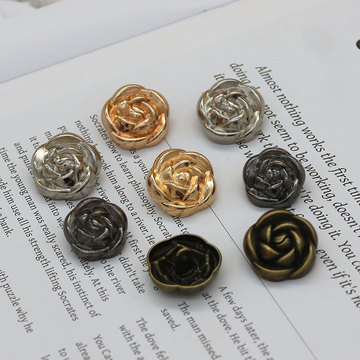 时尚高档玫瑰花金属纽扣大衣上衣复古风衣百搭扣子装饰手缝扣