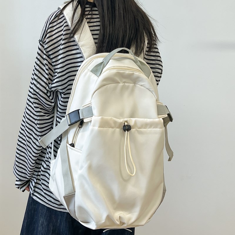 2024新款韩国马卡龙色抽绳双肩包男女书包旅游旅行户外登山包背包