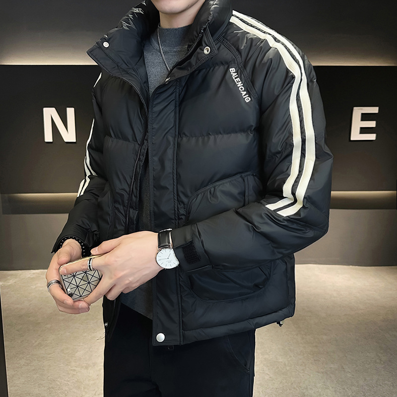 店主风-爆款免洗面料冬白鸭绒立领织带羽绒服潮流男-阿里巴巴