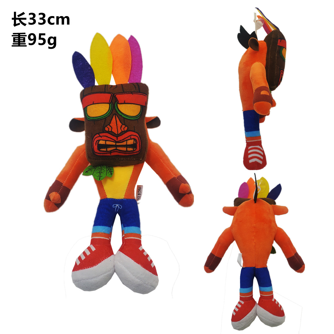跨境新款 crash bandicoot疯狂三部曲系列古惑狼毛绒玩具玩偶公仔