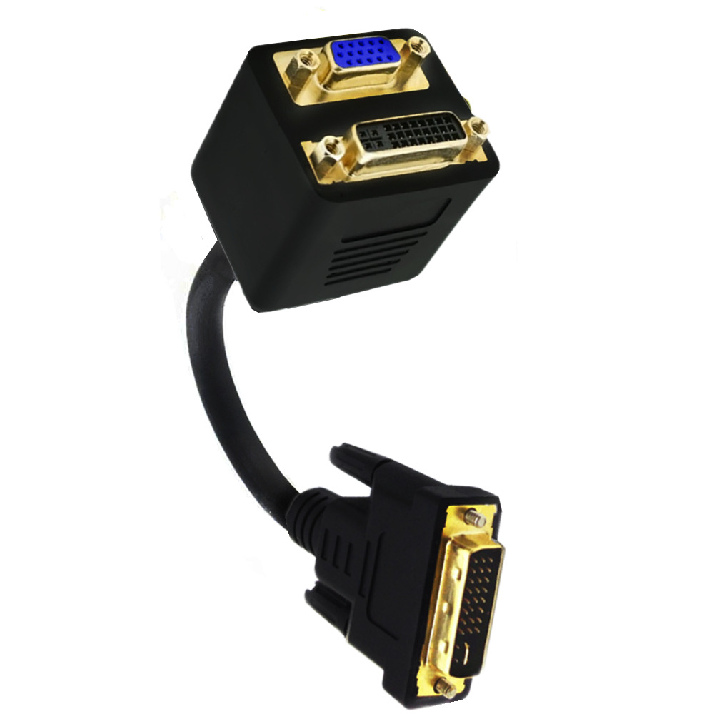 dvi24 5公转dvi24 5母 vga母一分二连接线dvi公对母/vga双胞胎线
