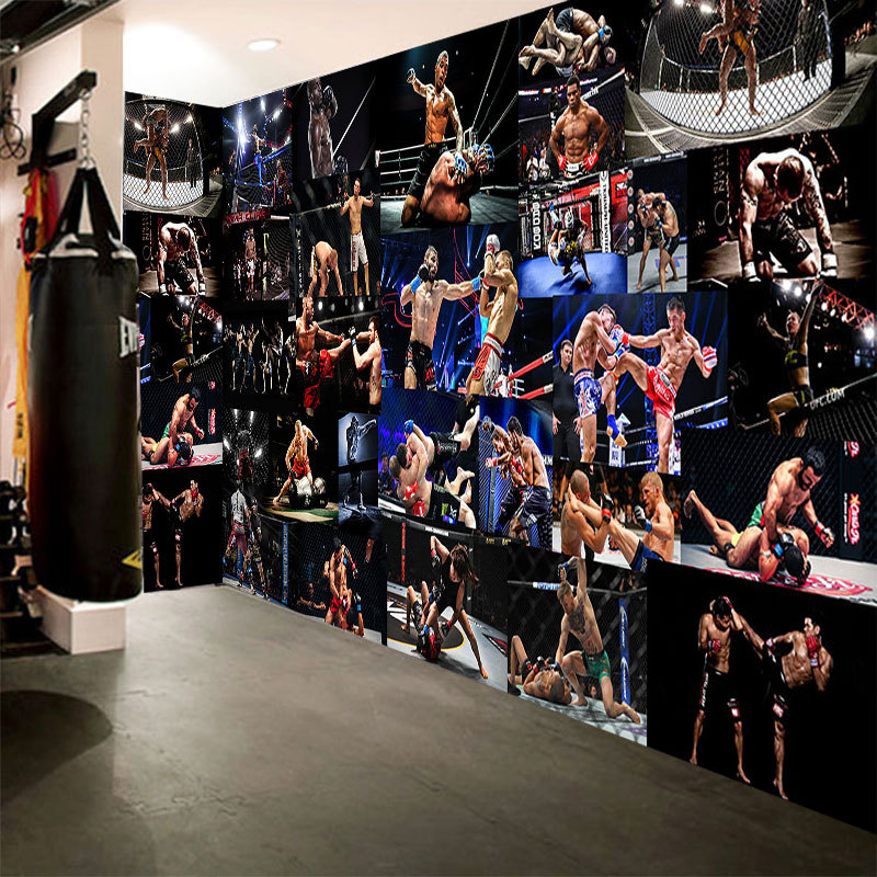 3d散打搏击墙纸拳击馆格斗海报图片背景墙泰拳培训健身俱乐部壁纸