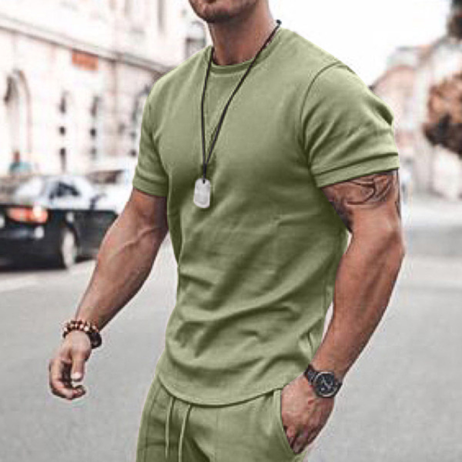2023 New Amazon EBay Popular Men's Summer Short Sleeve Shorts Suit Sports and Leisure Suit Men's Clothing