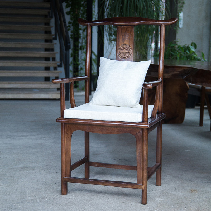 新中式复古实木酒店餐馆餐椅办公室泡茶桌椅子仿古茶室茶台茶椅