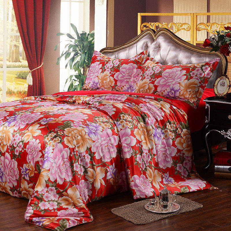 真丝丝绸印花四件套 双面真丝丝绸被套 100桑蚕丝被套-阿里巴巴