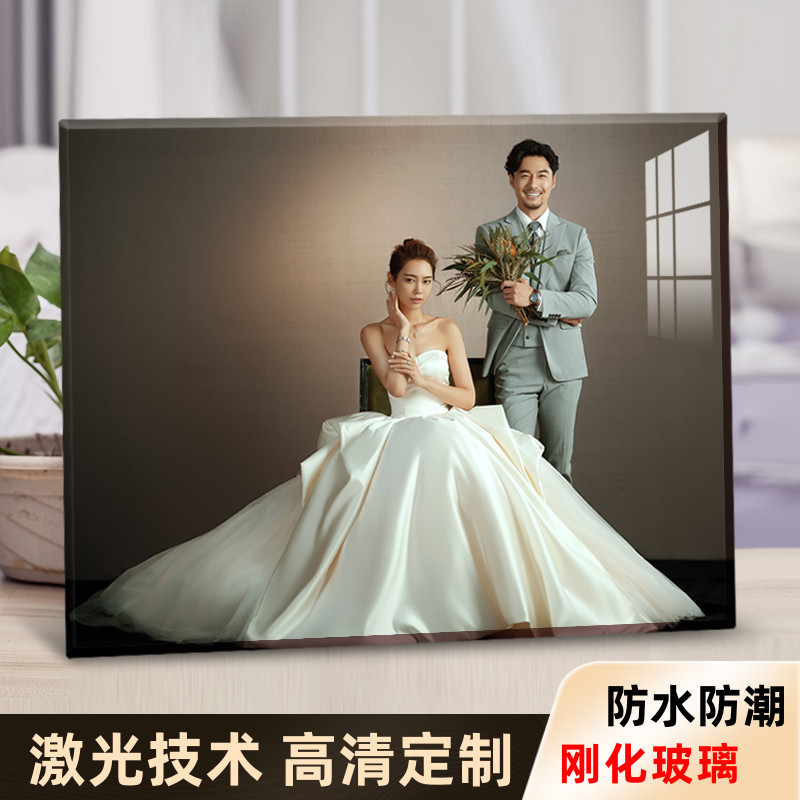 22n洗照片加相框玻璃水晶定 制相架摆台儿童烤瓷宝宝8寸10寸12寸