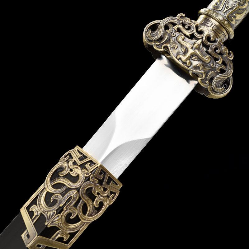 汉剑龙泉天元长剑金属鞘瓦面起脊汉王剑刀剑螭虎不锈钢宝剑未开刃