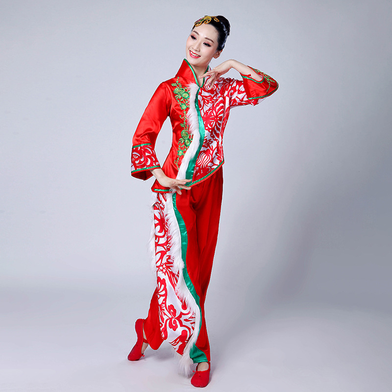 秧歌服演出服喜庆舞蹈服装女腰鼓舞扇子舞表演服成人古典舞演出服