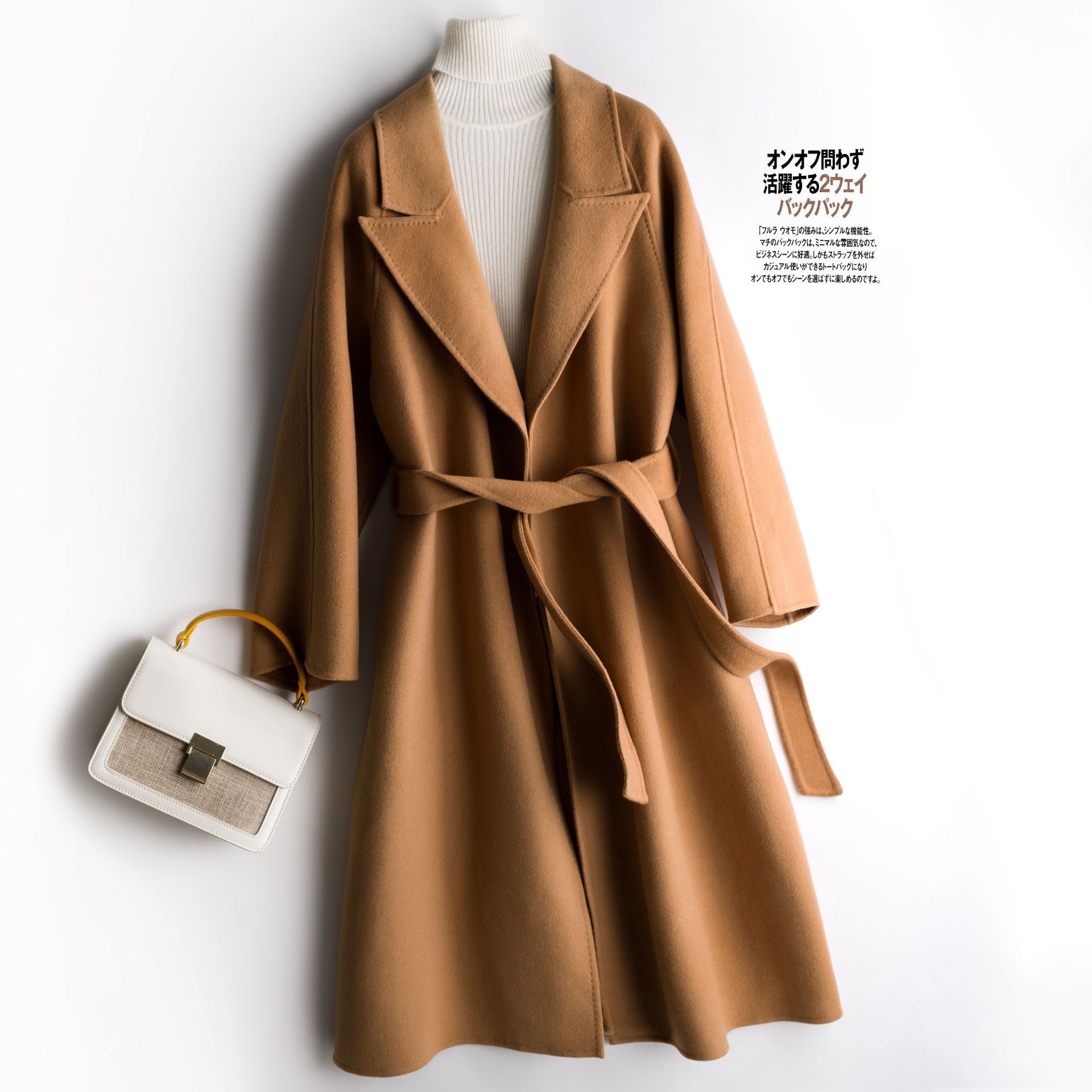 秋冬款双面羊绒大衣女士2021年新款毛呢外套中长款加厚呢大衣羊毛