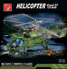 泰高乐T4013 卡27-直升机模型儿童益智拼装拼插小颗粒积木玩具