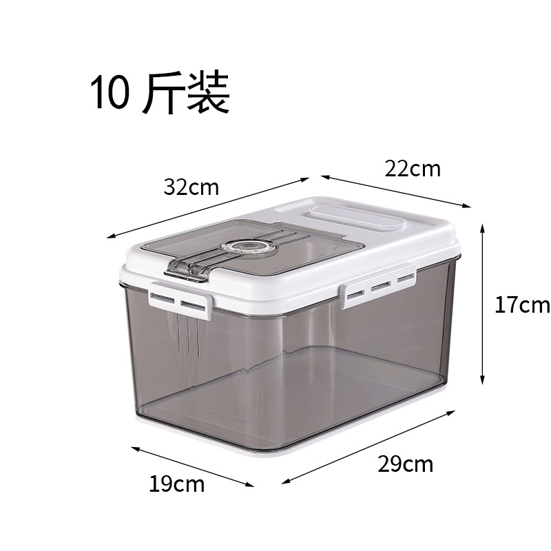 Transparent Flip Rice Bucket Large 15.00kg-Pack Cat Food Dog Food Household Storage Box Kitchen Sealed Rice Storage Box