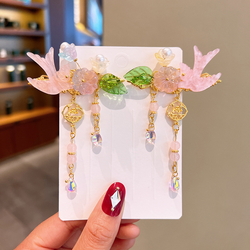 Ancient Costume Han Chinese Clothing Headdress Tassel Buyao Hair Accessories Girls Super Fairy Barrettes Antique Hairpin Barrettes Children Butterfly Hairpin