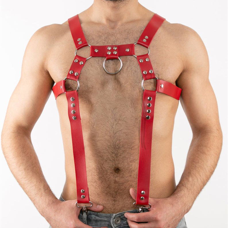 Ywz Cross-Border Adult Men's Leather Shapewear Pu Body Strap Fierce Men's Dress-up Alternative Clothing Suspenders Now