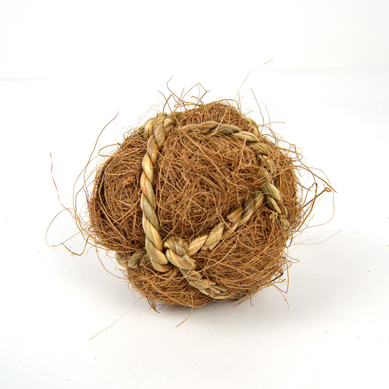 麻绳球玉米皮绳球草编球装饰球手工制作摆件鹦鹉脚下玩具宠物玩具