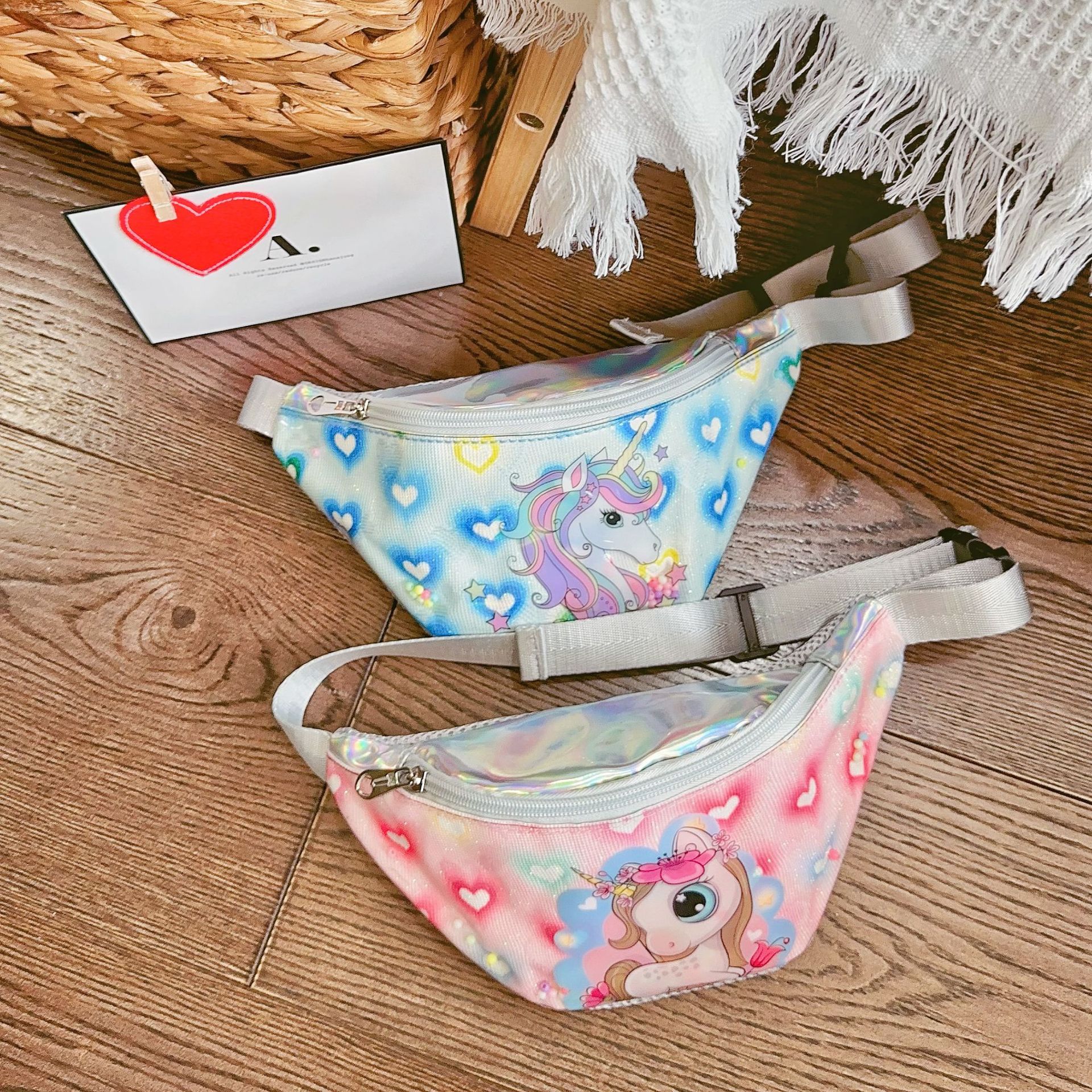 New Pvc Love Unicorn Children's Waist Bag Cute Fashion Princess Bag Magic Color Unicorn Chest Bag Messenger Bag