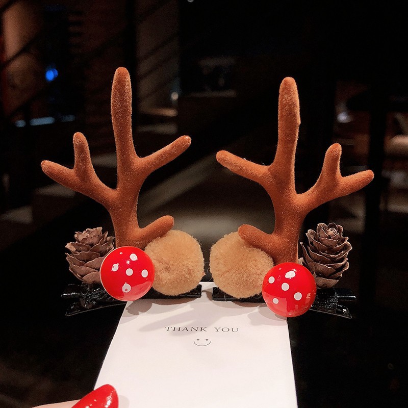 Christmas Hairpin Holiday Headband Girl Cute Deer Headdress Hairpin Female Christmas Photo Dress up Christmas Hairpin