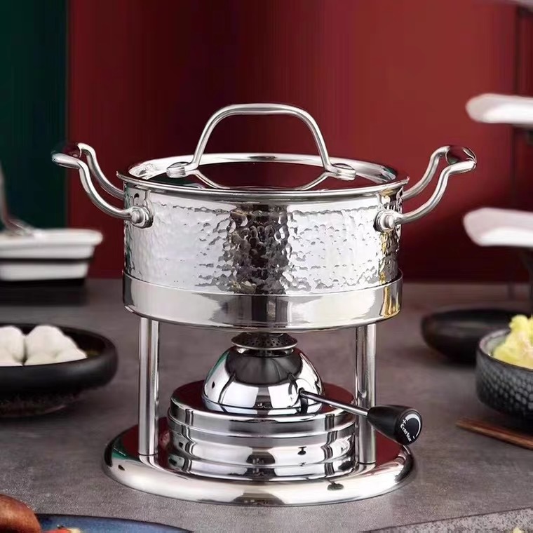 小火锅瓦斯炉火锅304材质充气式火锅每人每锅燃气火力调节单人锅