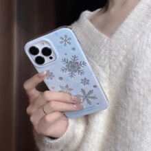 新款冬季雪花双层壳适用iPhone15手机壳苹果15pro保护套12pro防摔