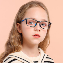 2022新款防蓝光儿童镜平光无度数方形框TR90眼镜厂家批跨镜52871